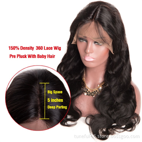 Tuneful Wholesale Transparent HD Full Lace Human Hair Wigs 100% Human Hair for Black Women Wavy Full Lace HD Human Hair Wig